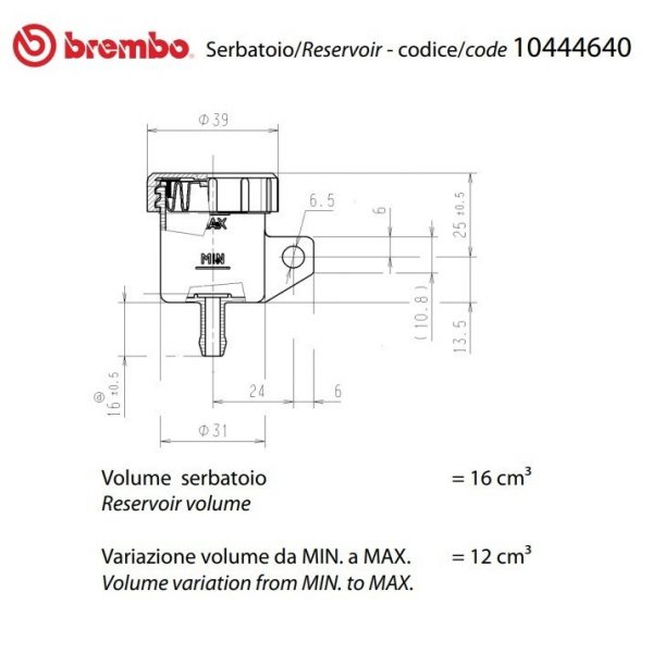 Depósito de líquido de frenos Brembo 15cc